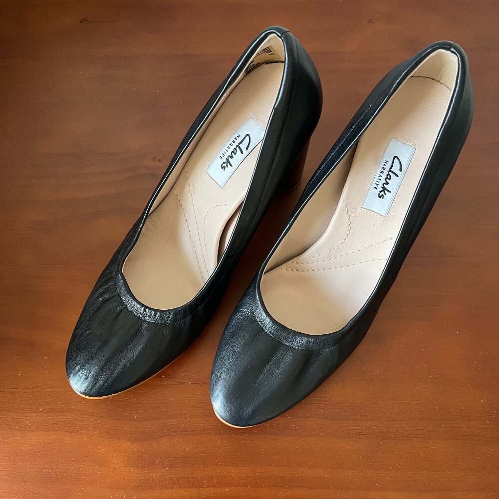 Clarks _ Grace Eva _ Black leather_ Cuir Noir _ 6.5M